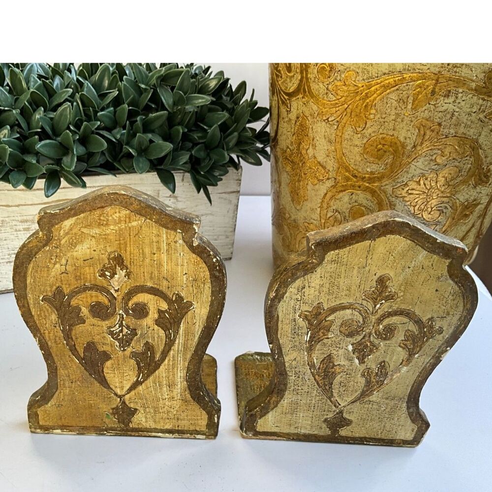 Vintage Italian Florentine gold book ends hard to find piece must see